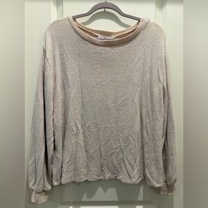 Pink Lily Light Beige Crewneck Pullover Sweatshirt